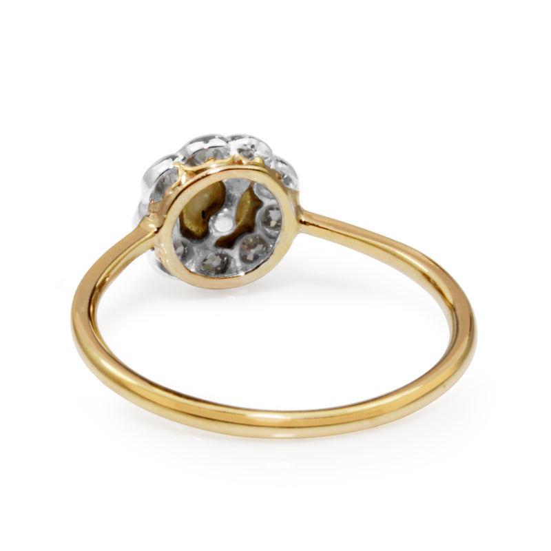 18ct Yellow Gold and Silver Topped Antique Pearl and Diamond Daisy Ring