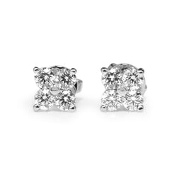 9ct White Gold Diamond 'Clover' Earrings