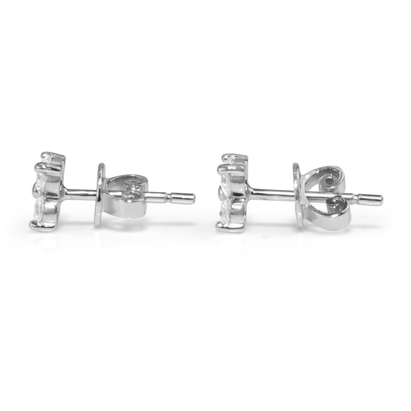 9ct White Gold Diamond 'Clover' Earrings