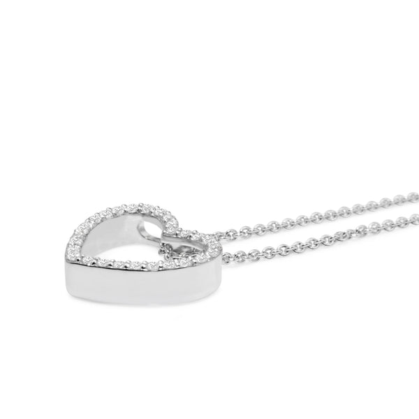 9ct White Gold Diamond Heart Necklace