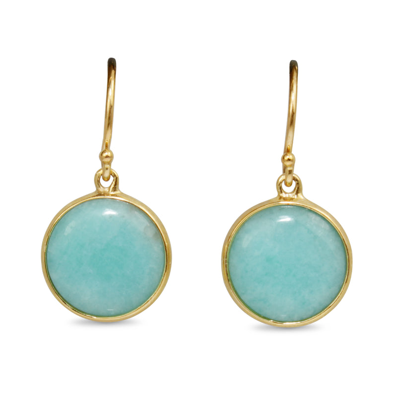 9ct Yellow Gold Amazonite Earrings