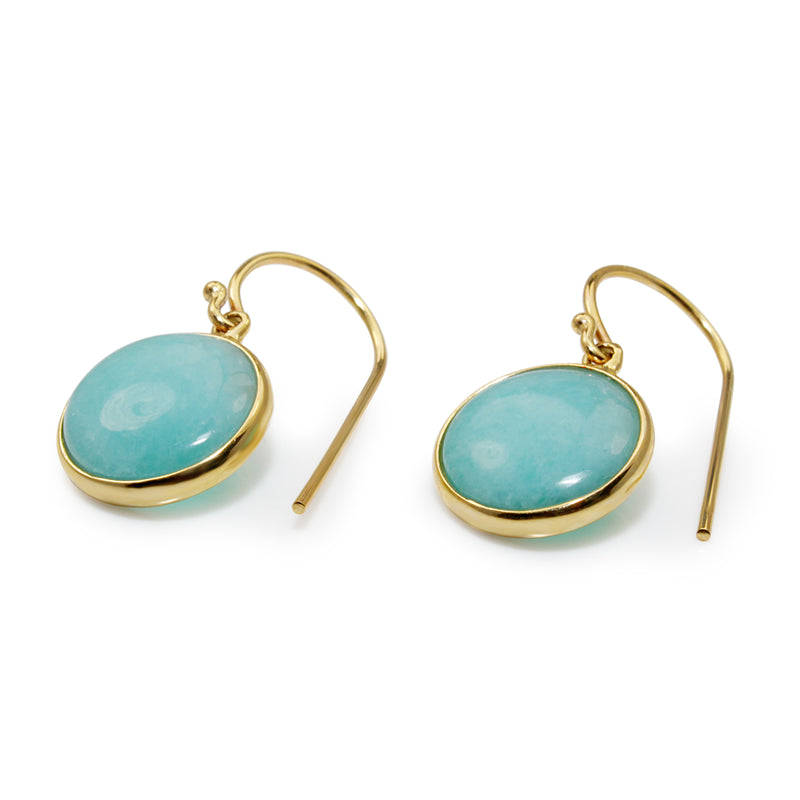 9ct Yellow Gold Amazonite Earrings