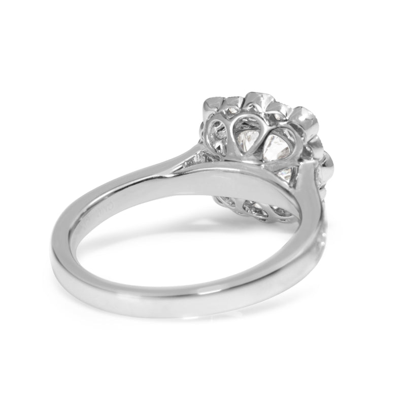 18ct White Gold Vintage Style Diamond Halo Ring