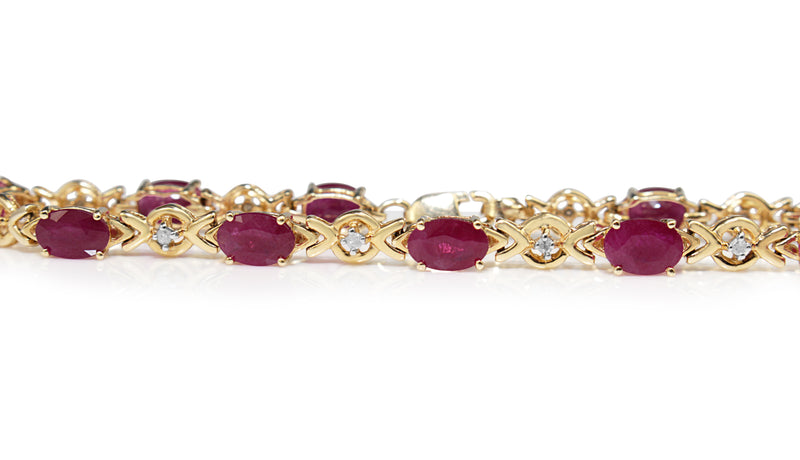 14ct Yellow Gold Ruby and Diamond Bracelet