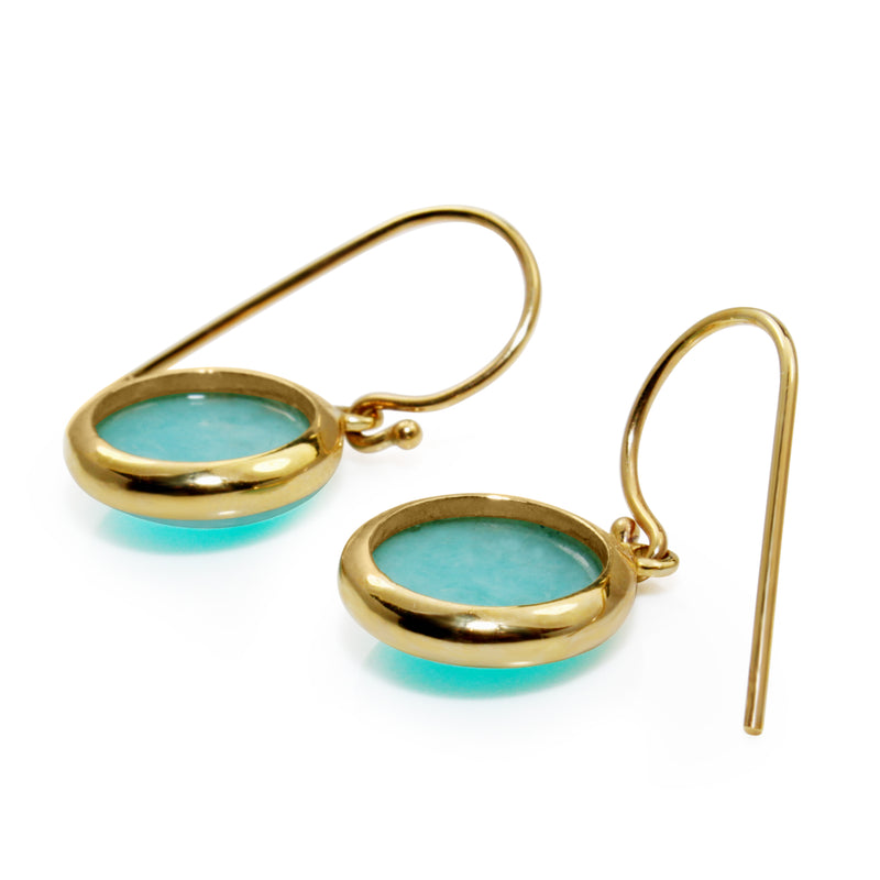9ct Yellow Gold Amazonite Earrings