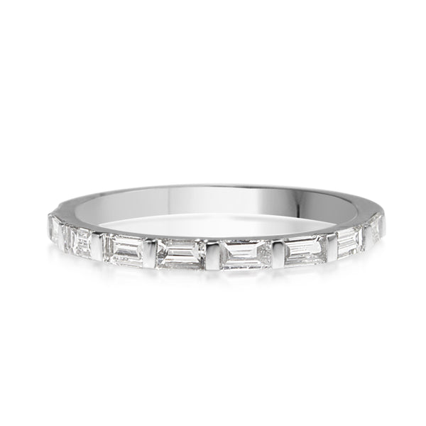 18ct White Gold Fine Baguette Diamond Band