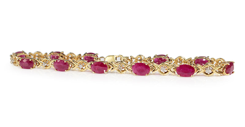 14ct Yellow Gold Ruby and Diamond Bracelet