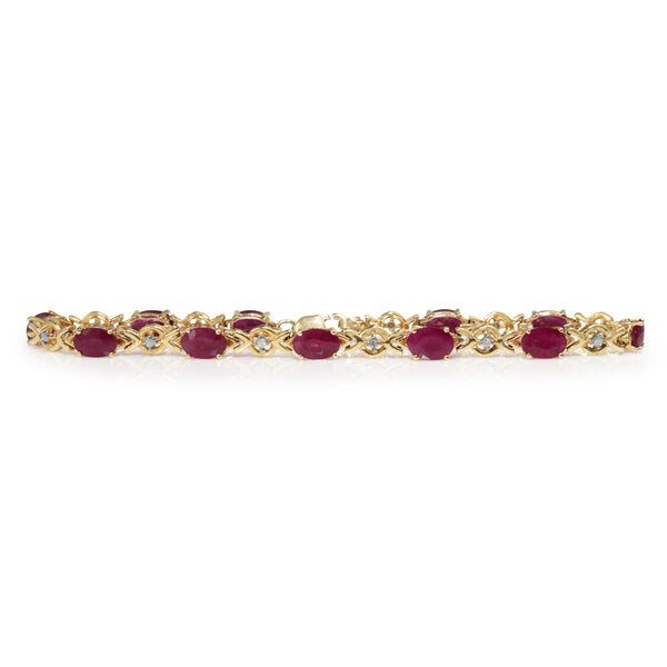 14ct Yellow Gold Ruby and Diamond Bracelet