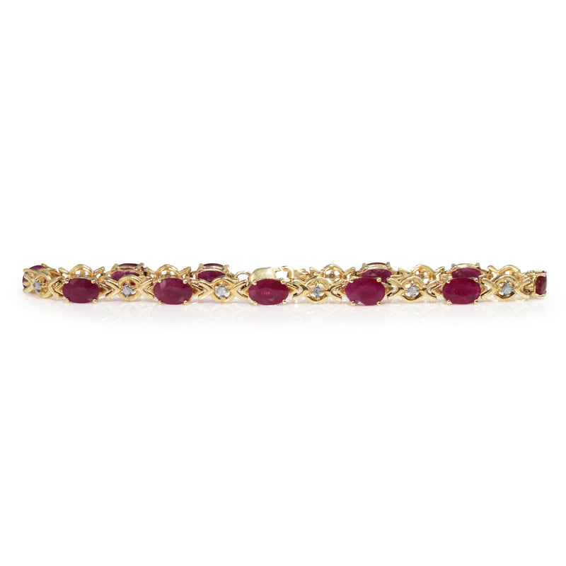 14ct Yellow Gold Ruby and Diamond Bracelet