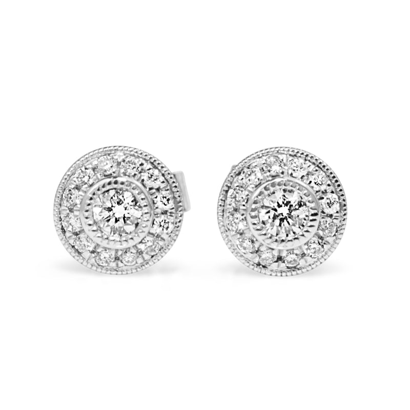 9ct White Gold Diamond Halo Stud Earrings