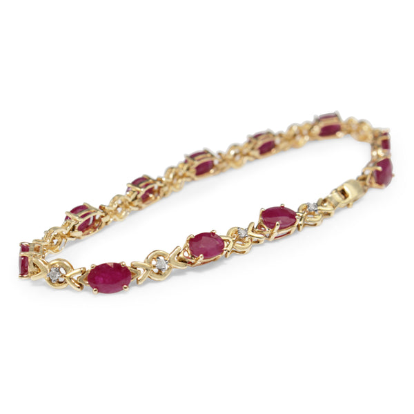 14ct Yellow Gold Ruby and Diamond Bracelet