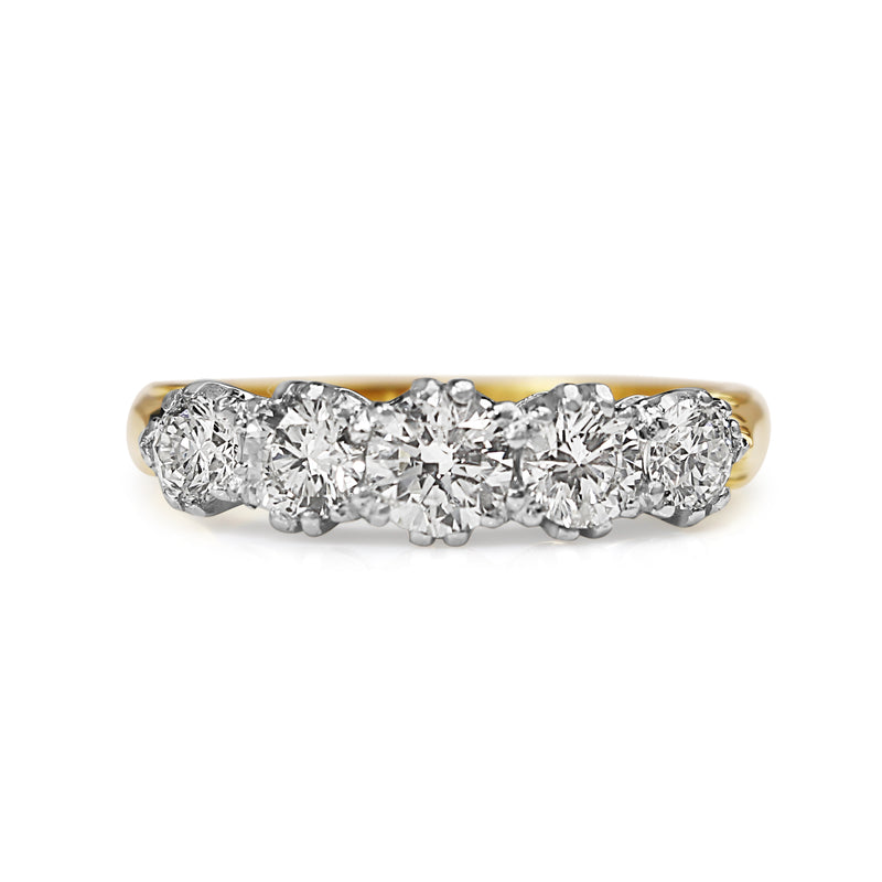 18ct Yellow and White Gold Victorian Style 5 Stone Diamond Ring