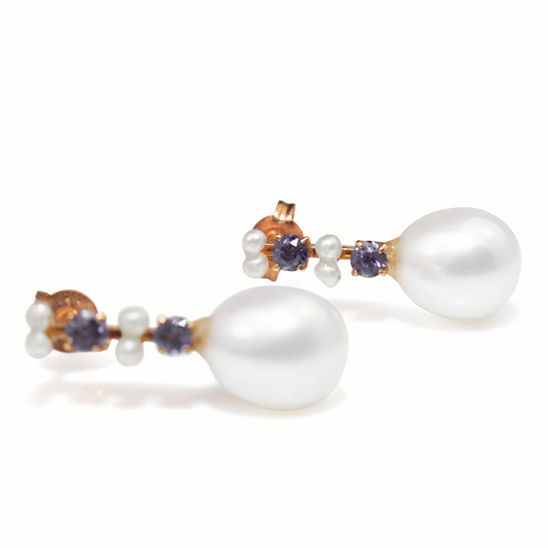 14ct Rose Gold Antique Sapphire and Pearl Earrings