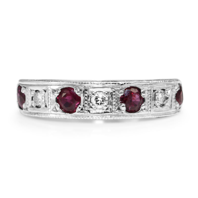 18ct White Gold Ruby and Diamond Band