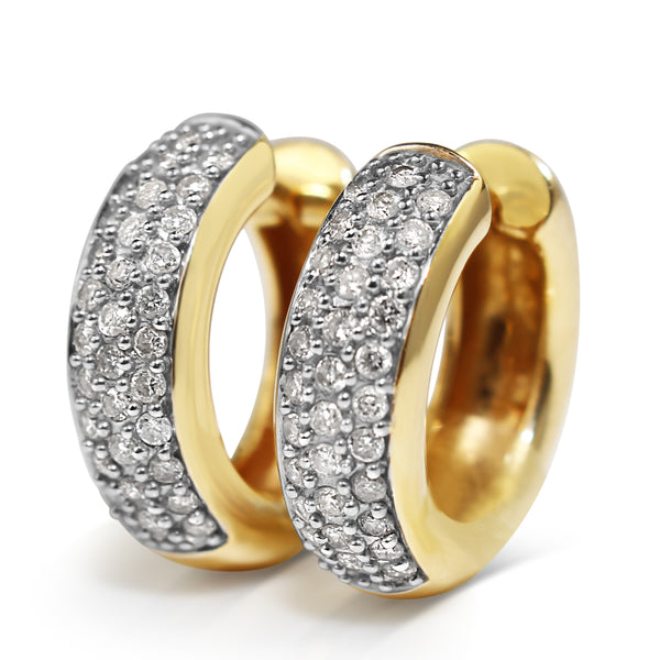 14ct Yellow and White Gold Diamond Hoop Earrings