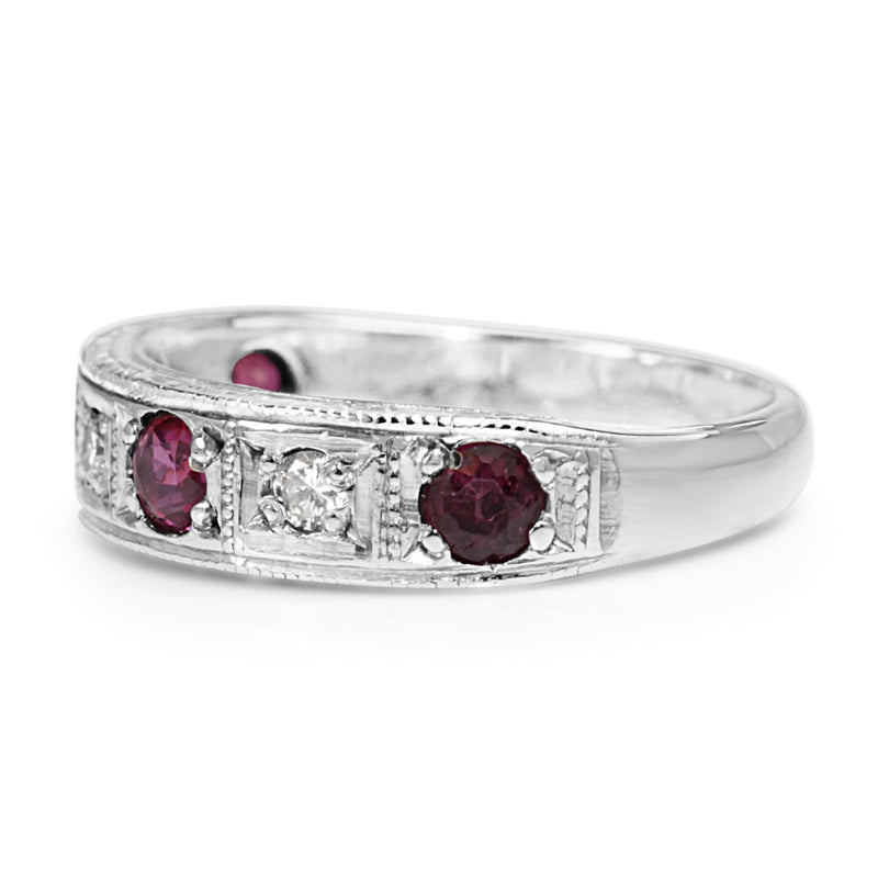 18ct White Gold Ruby and Diamond Band