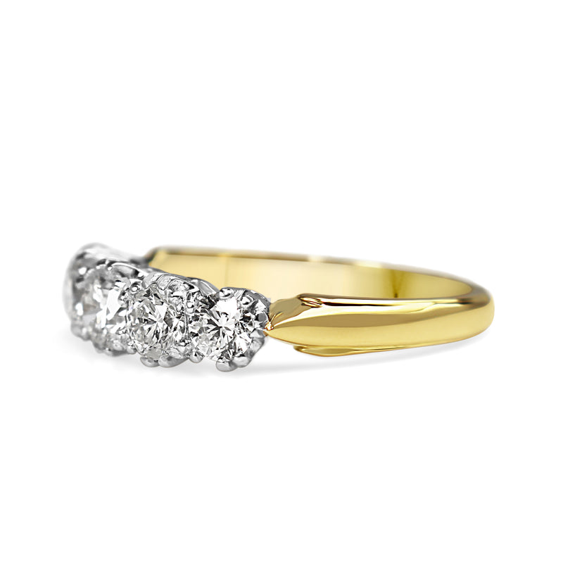 18ct Yellow and White Gold Victorian Style 5 Stone Diamond Ring