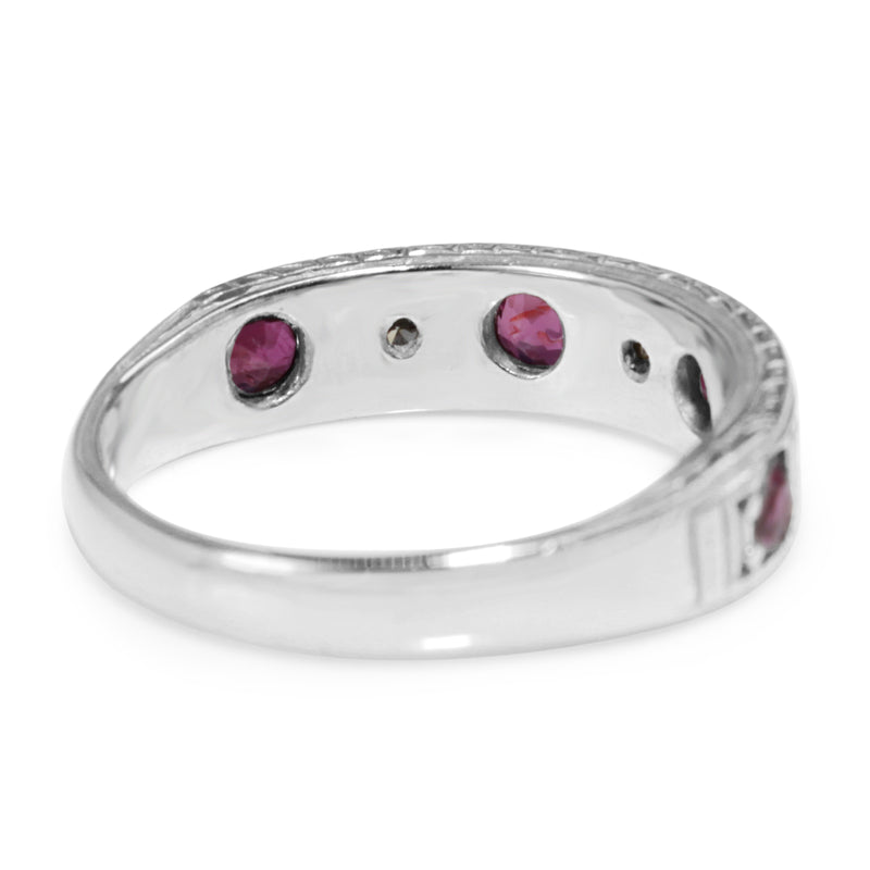 18ct White Gold Ruby and Diamond Band