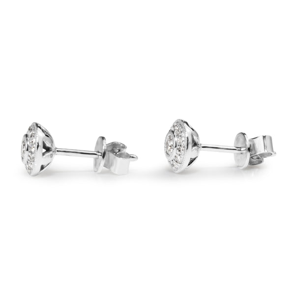 9ct White Gold Diamond Halo Stud Earrings