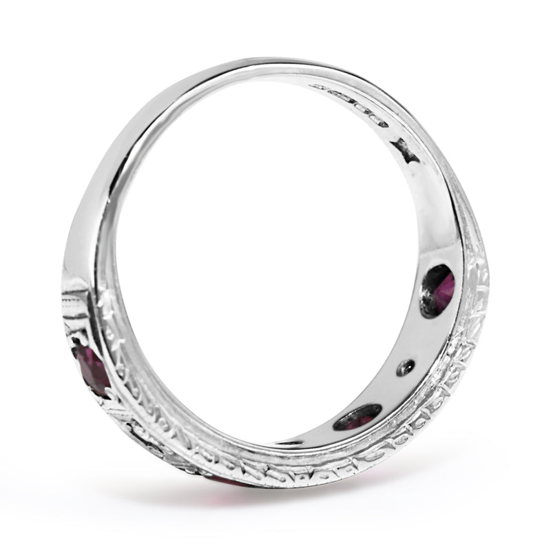 18ct White Gold Ruby and Diamond Band