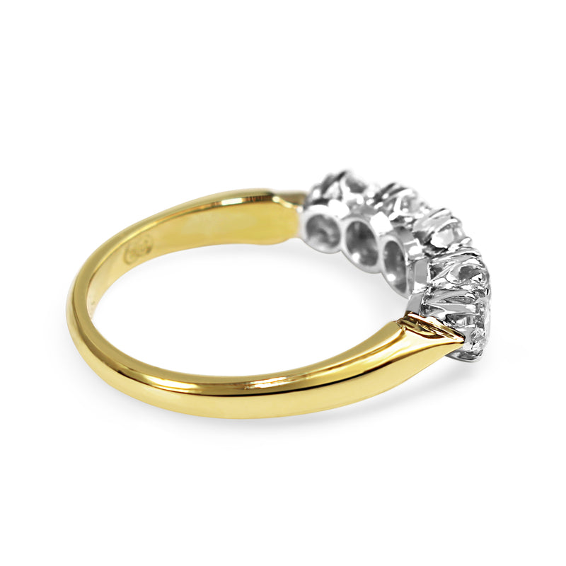 18ct Yellow and White Gold Victorian Style 5 Stone Diamond Ring