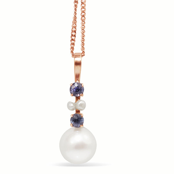 14ct Rose Gold Antique Sapphire and Pearl Necklace