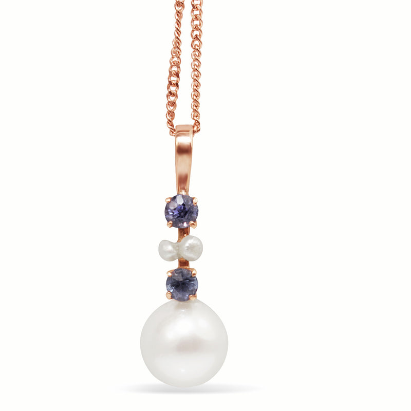 14ct Rose Gold Antique Sapphire and Pearl Necklace