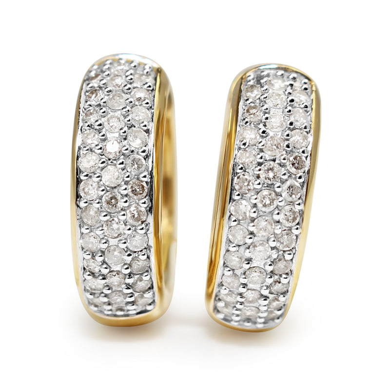 14ct Yellow and White Gold Diamond Hoop Earrings