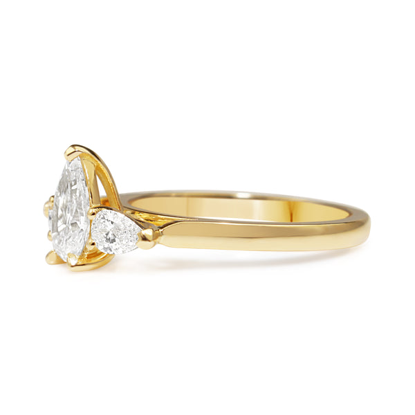 18ct Yellow Gold 3 Stone Pear Diamond Ring