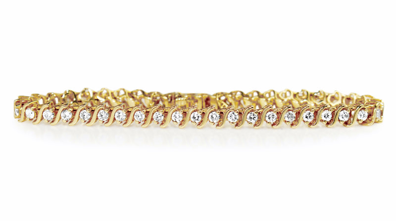 18ct Yellow Gold Vintage Diamond Tennis Bracelet