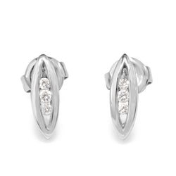 9ct White Gold Marquise Channel Set Diamond Earrings