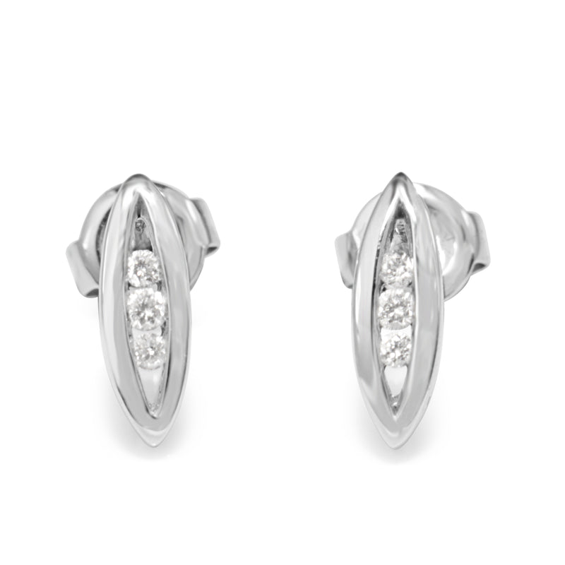 9ct White Gold Marquise Channel Set Diamond Earrings