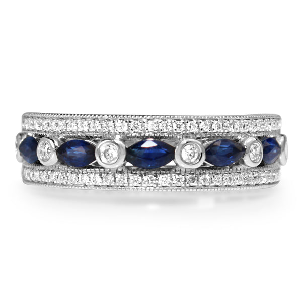 9ct White Gold Sapphire and Diamond Band