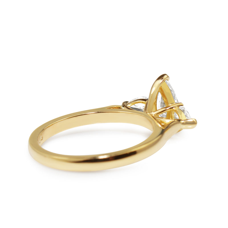 18ct Yellow Gold 3 Stone Pear Diamond Ring