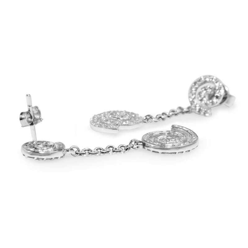 14ct White Gold Diamond Drop Swirl Earrings