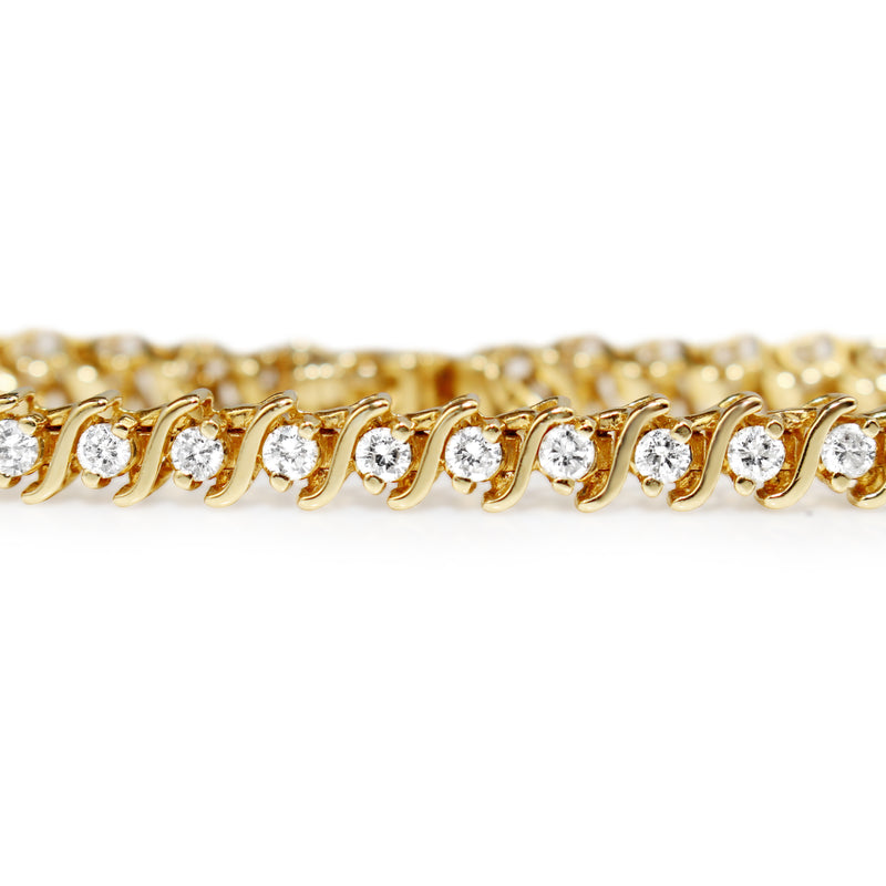 18ct Yellow Gold Vintage Diamond Tennis Bracelet