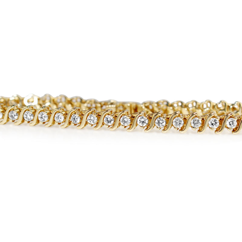 18ct Yellow Gold Vintage Diamond Tennis Bracelet