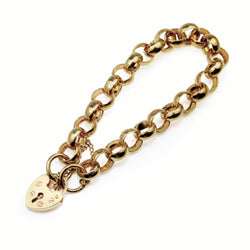 9ct Yellow Gold Belcher Link Bracelet with Padlock Clasp