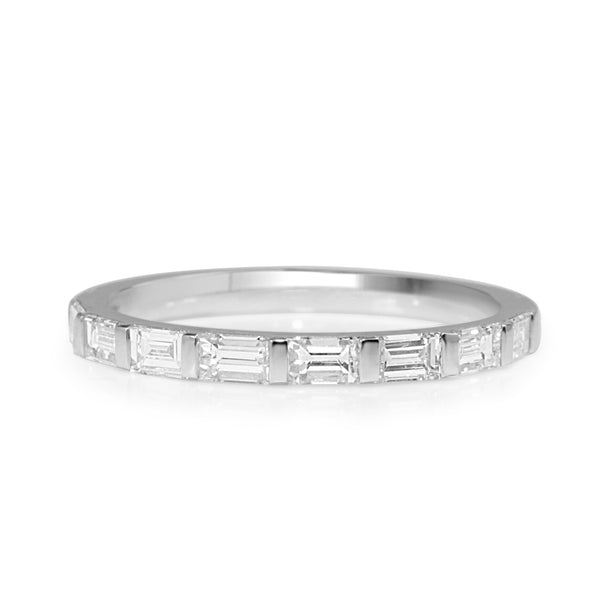 18ct White Gold Diamond Baguette Band