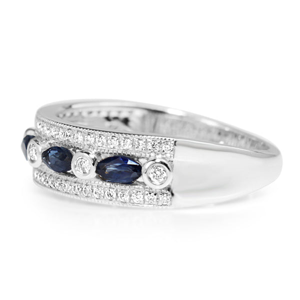 9ct White Gold Sapphire and Diamond Band