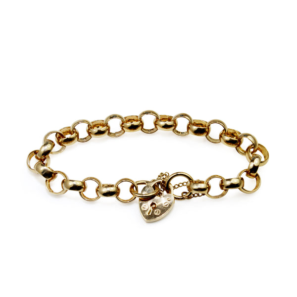 9ct Yellow Gold Belcher Link Bracelet with Padlock Clasp