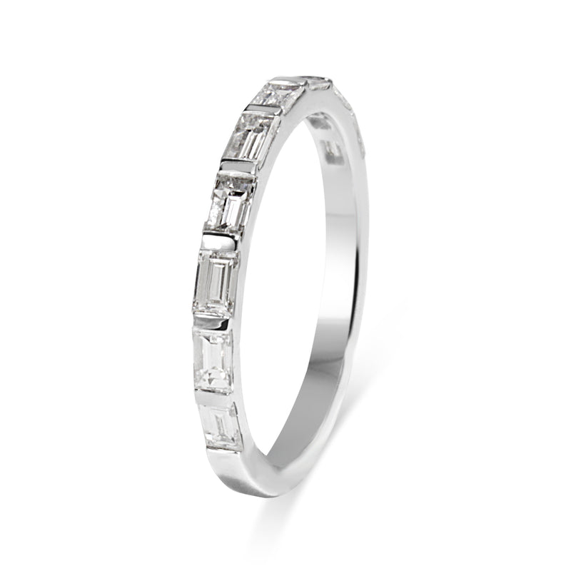 18ct White Gold Diamond Baguette Band