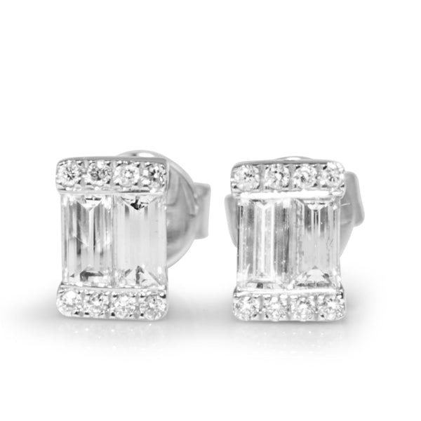 18ct White Gold Baguette Diamond Earrings