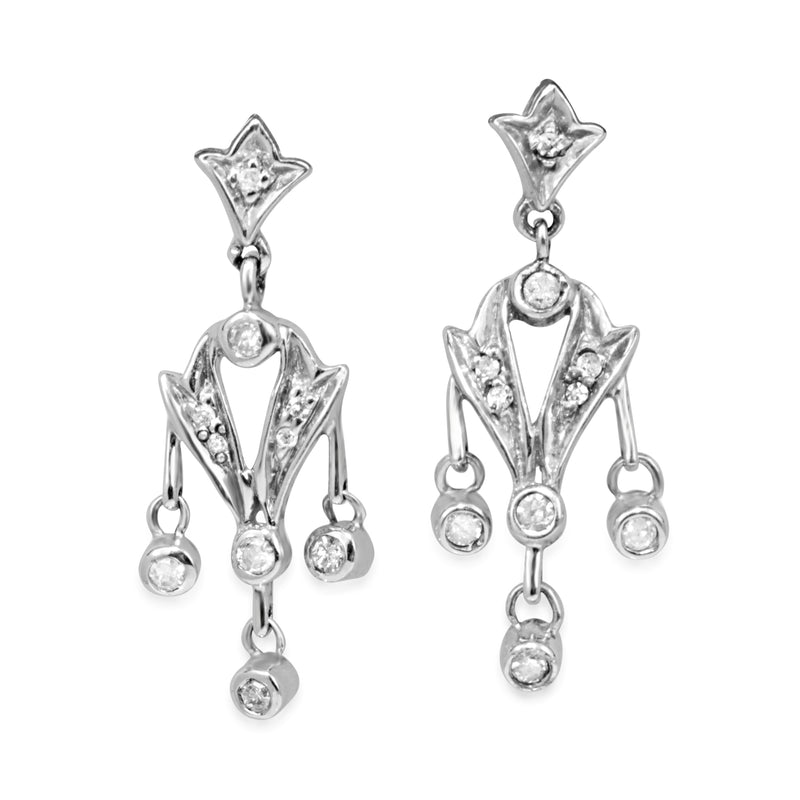 9ct White Gold Diamond Drop Earrings