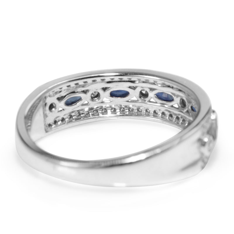 9ct White Gold Sapphire and Diamond Band