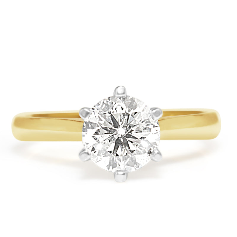 18ct Yellow and White Gold Diamond Solitaire Ring