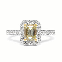 18ct Yellow Gold Yellow Diamond Halo Ring