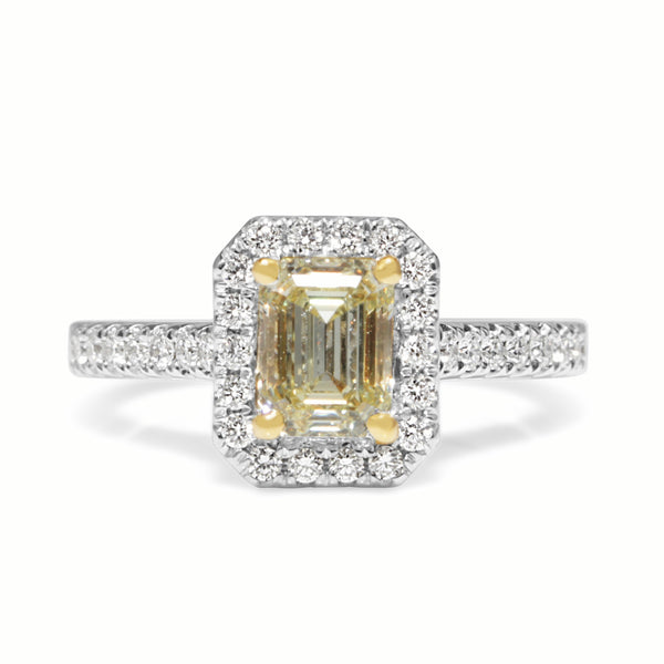 18ct Yellow Gold Yellow Diamond Halo Ring