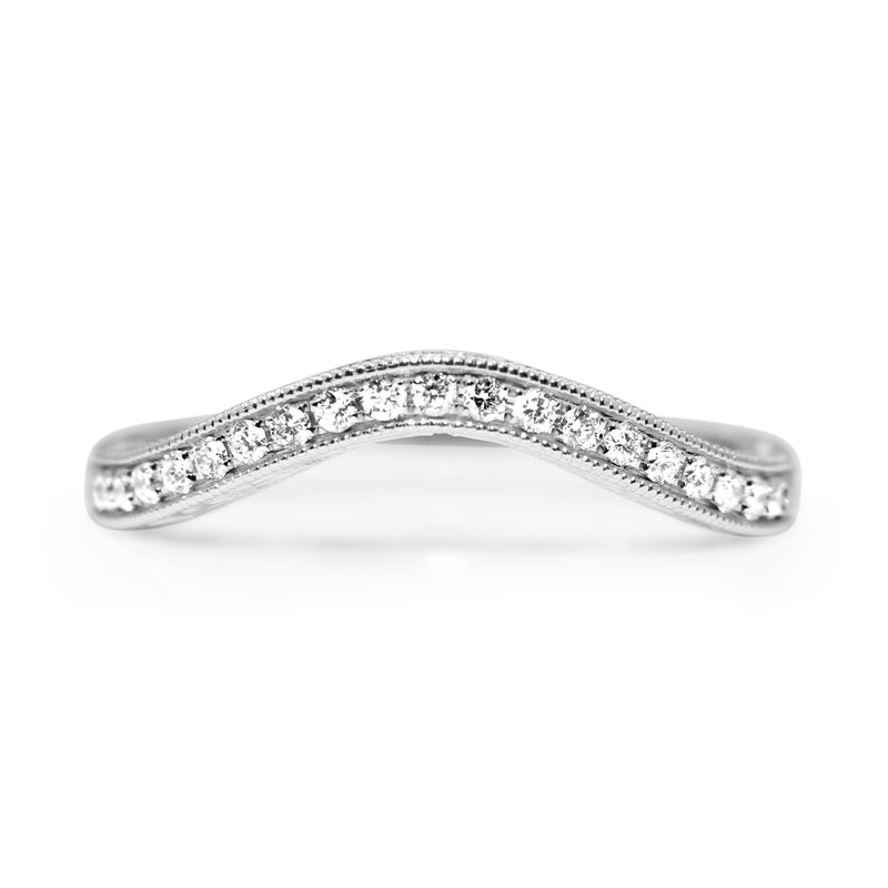 18ct White Gold Curved Diamond Band with Engraving