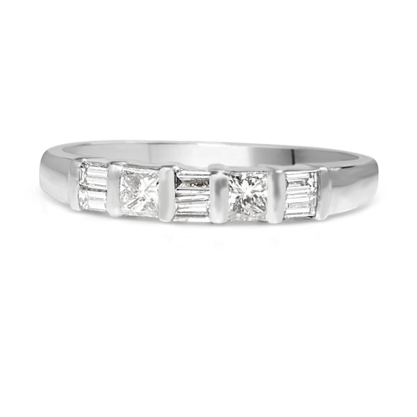 18ct White Gold Baguette and Princess Cut Diamond Band